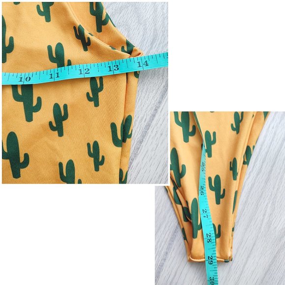 Saguaro Cactus Swimsuit Bodysuit Mustard Yellow High Leg One Piece 8 - Picture 9 of 9